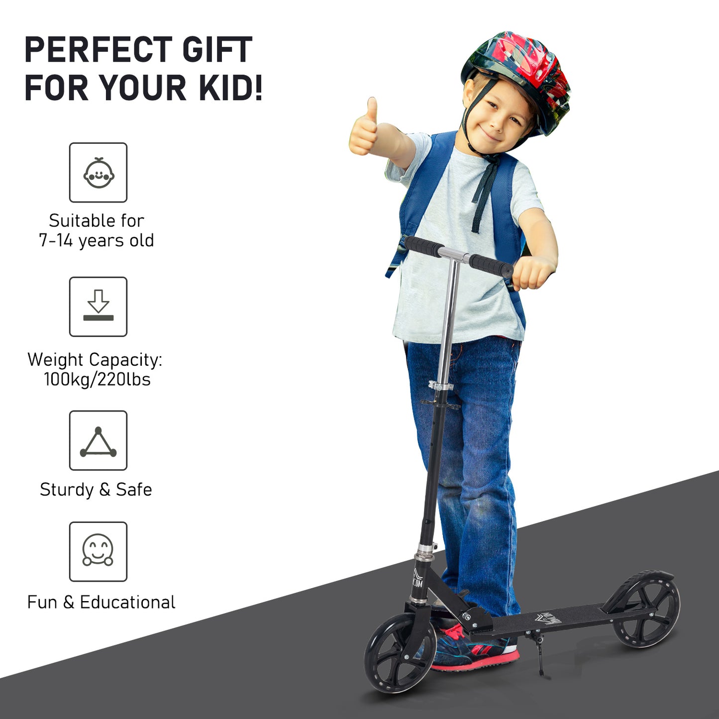 Kids Scooter Teenager Kick Scooter Foldable 4 Levels Adjustable