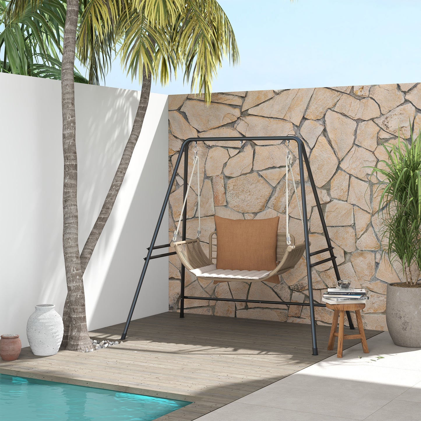 Hammock Chair Stand, Hanging Heavy Duty Metal Frame Hammock Stand
