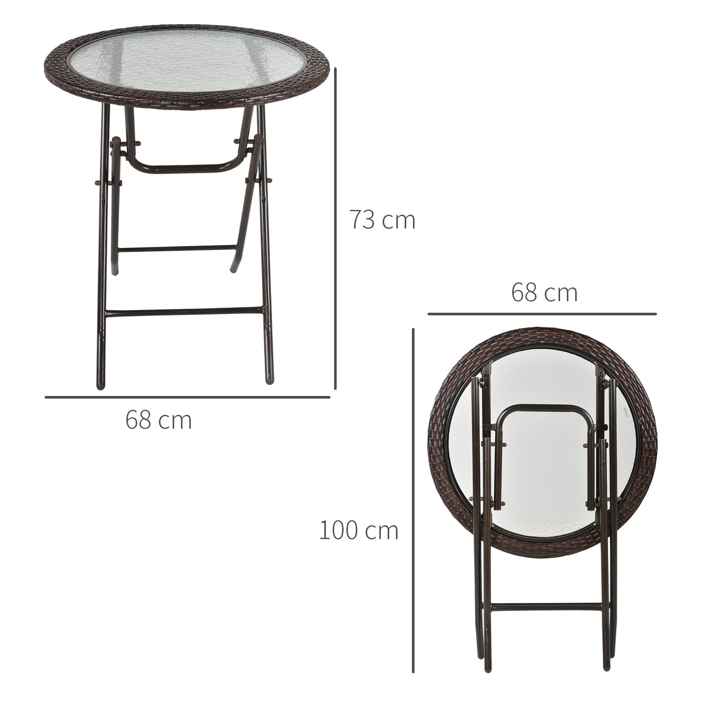 Folding Rattan Garden Dining Table