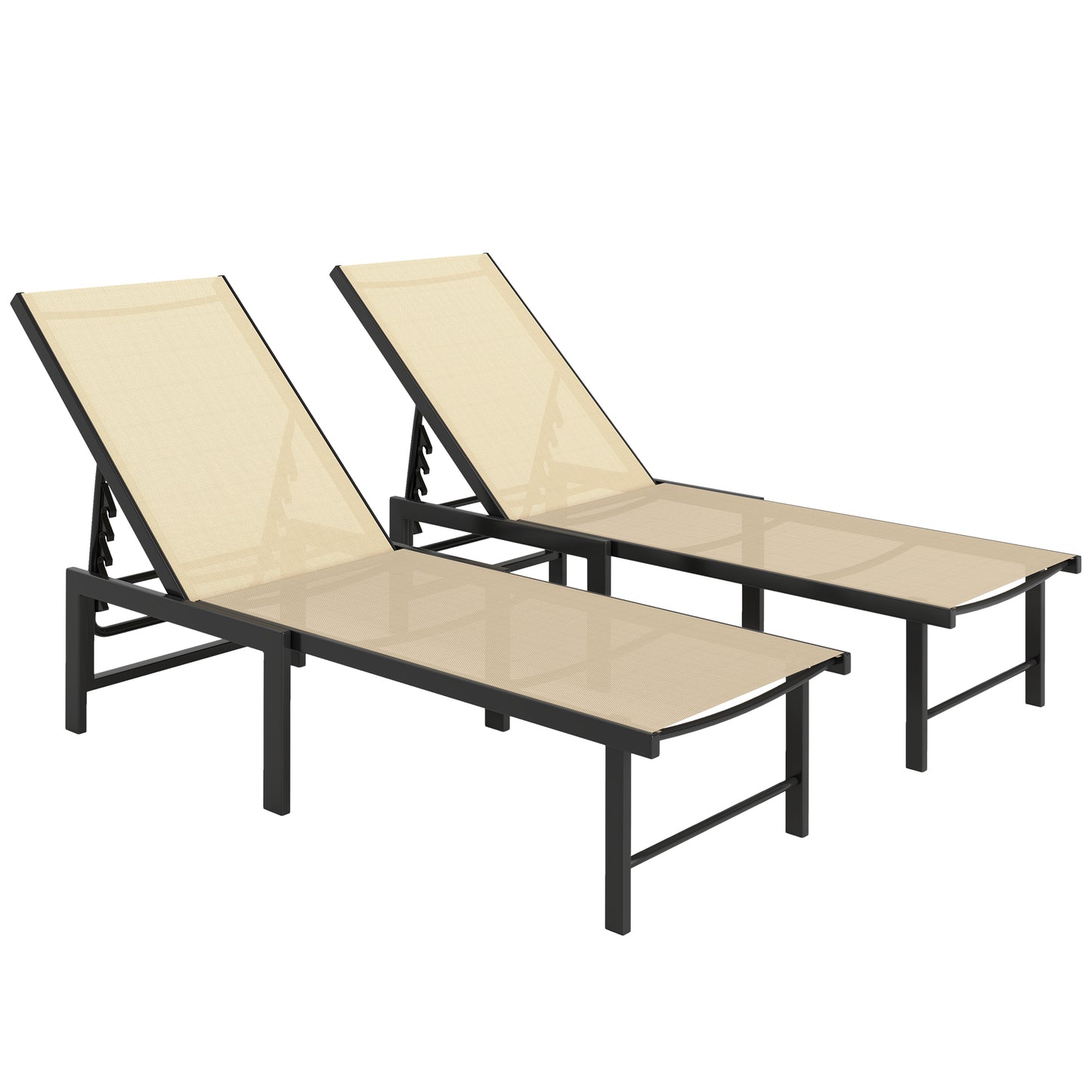 Set of Two Reclining Sun Loungers