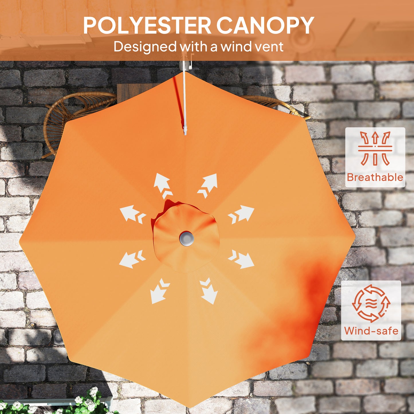 3(m) Wall-Mounted Parasol Shade, with Handle