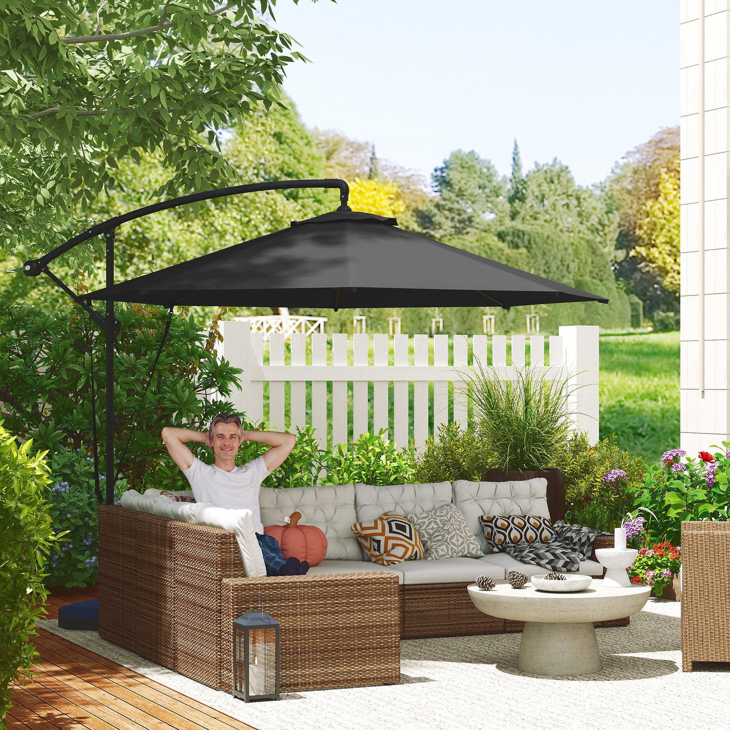 3(m) Garden Cantilever Parasol with Fillable Base up to 90kg