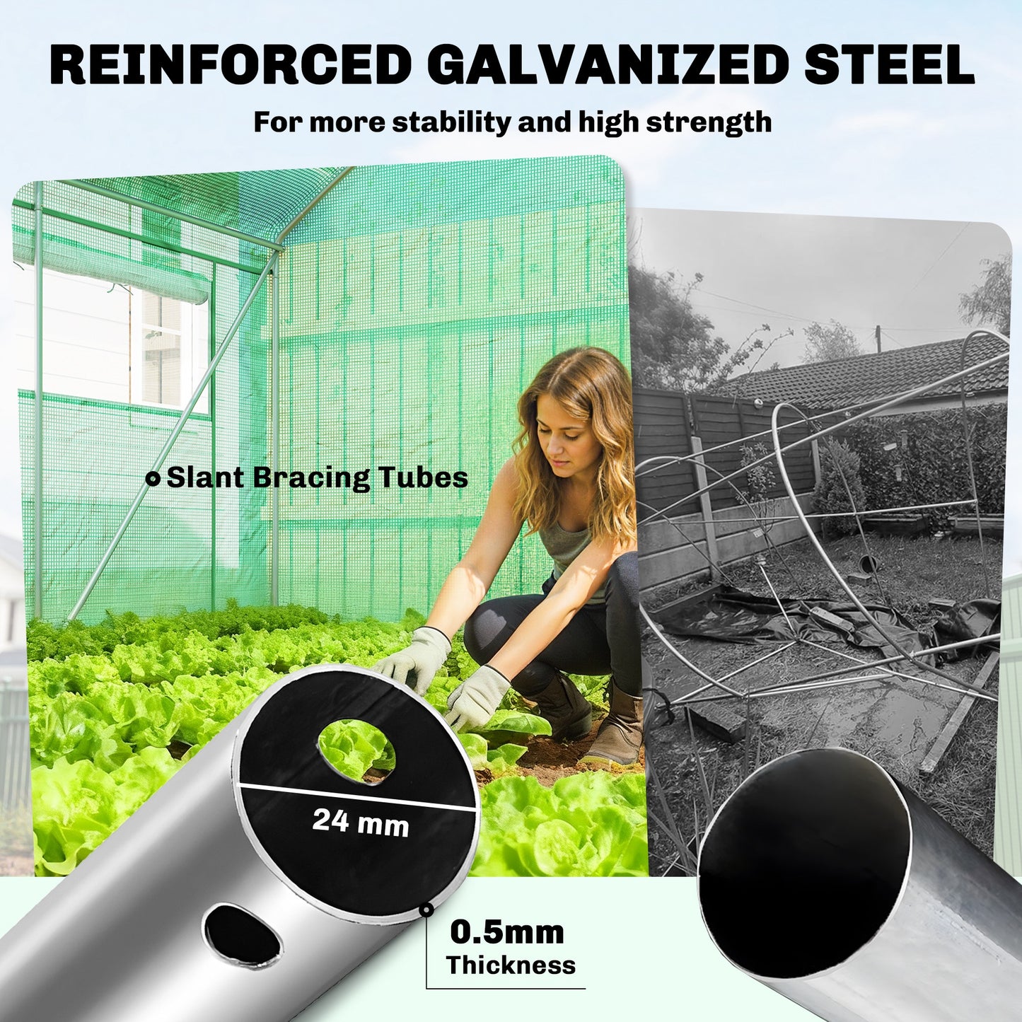 19 x 9.8ft Walk-In Polytunnel Greenhouse
