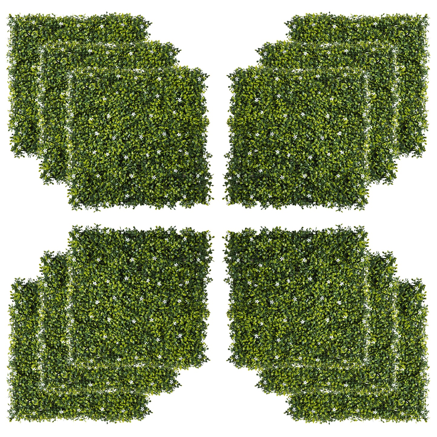 12PCS Artificial Boxwood Wall Panels 50cm x 50cm Grass Privacy