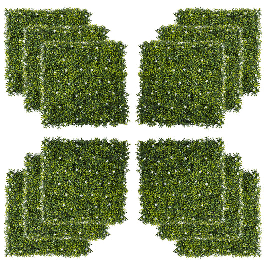 12PCS Artificial Boxwood Wall Panels 50cm x 50cm Grass Privacy