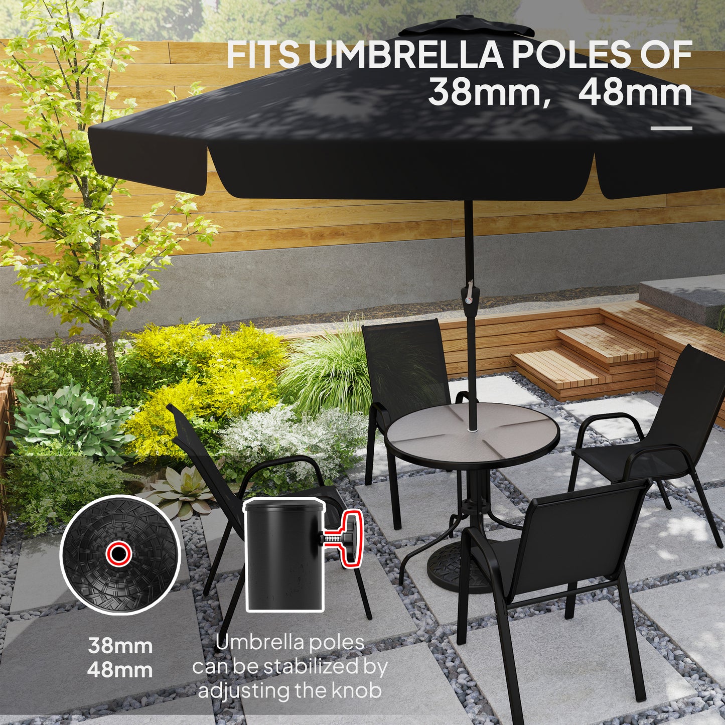12kg Garden Parasol Base, Round Resin Garden Umbrella Base