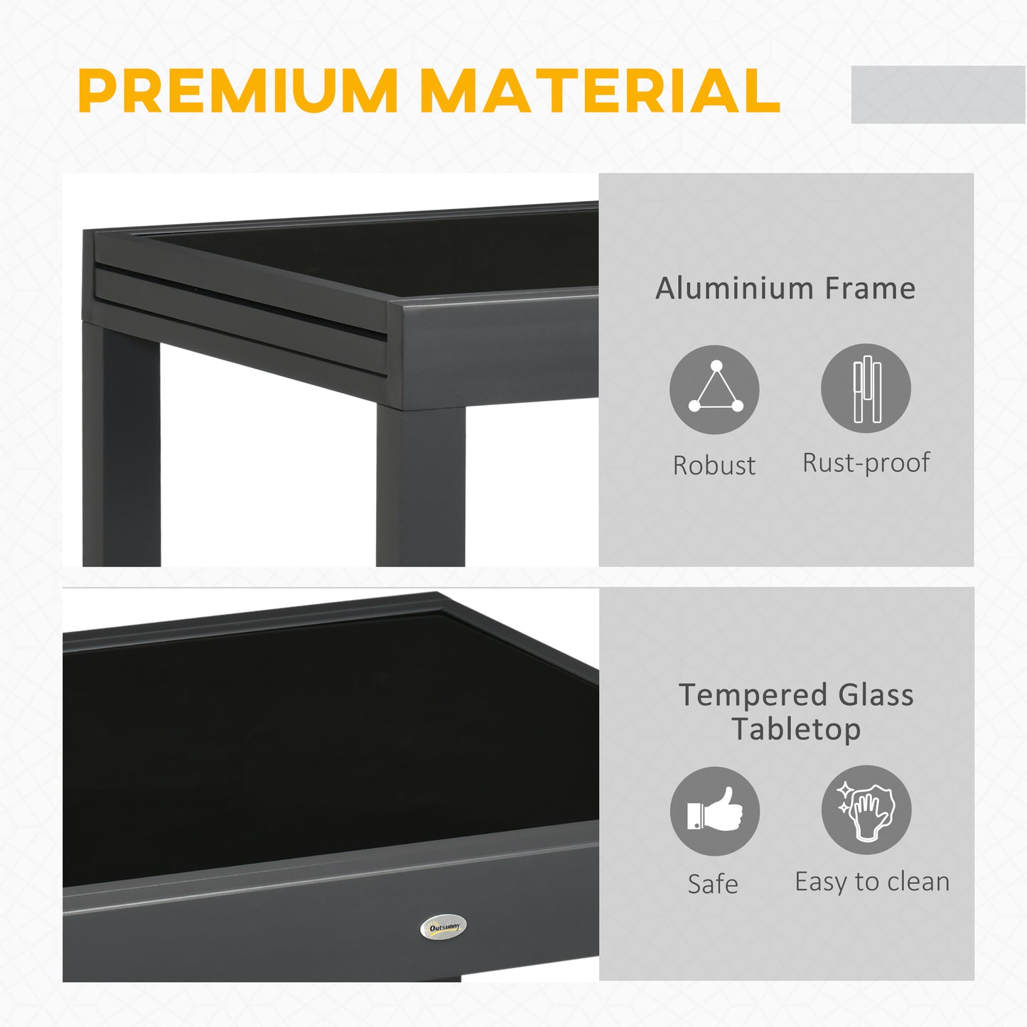 Extending Garden Table, Outdoor Dining Table with Aluminium Frame