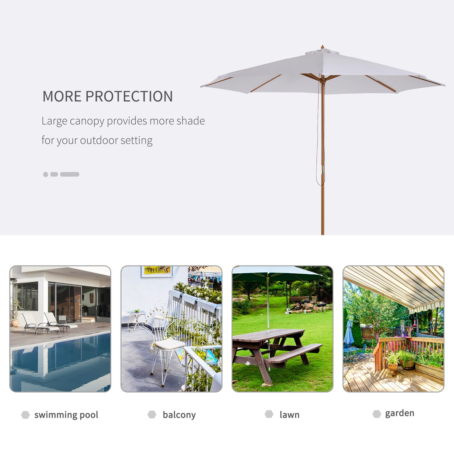 3(m) Garden Parasol, Pulley Operated Patio Umbrella