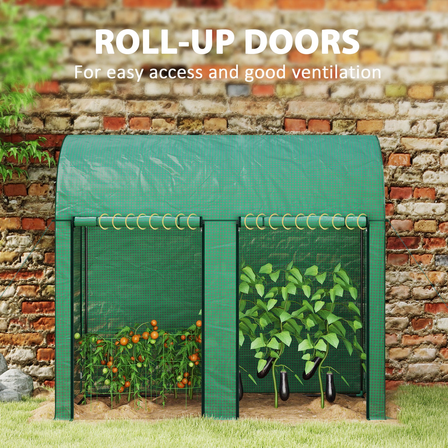 200 x 100cm Walk-In Greenhouse, with Zipped Doors
