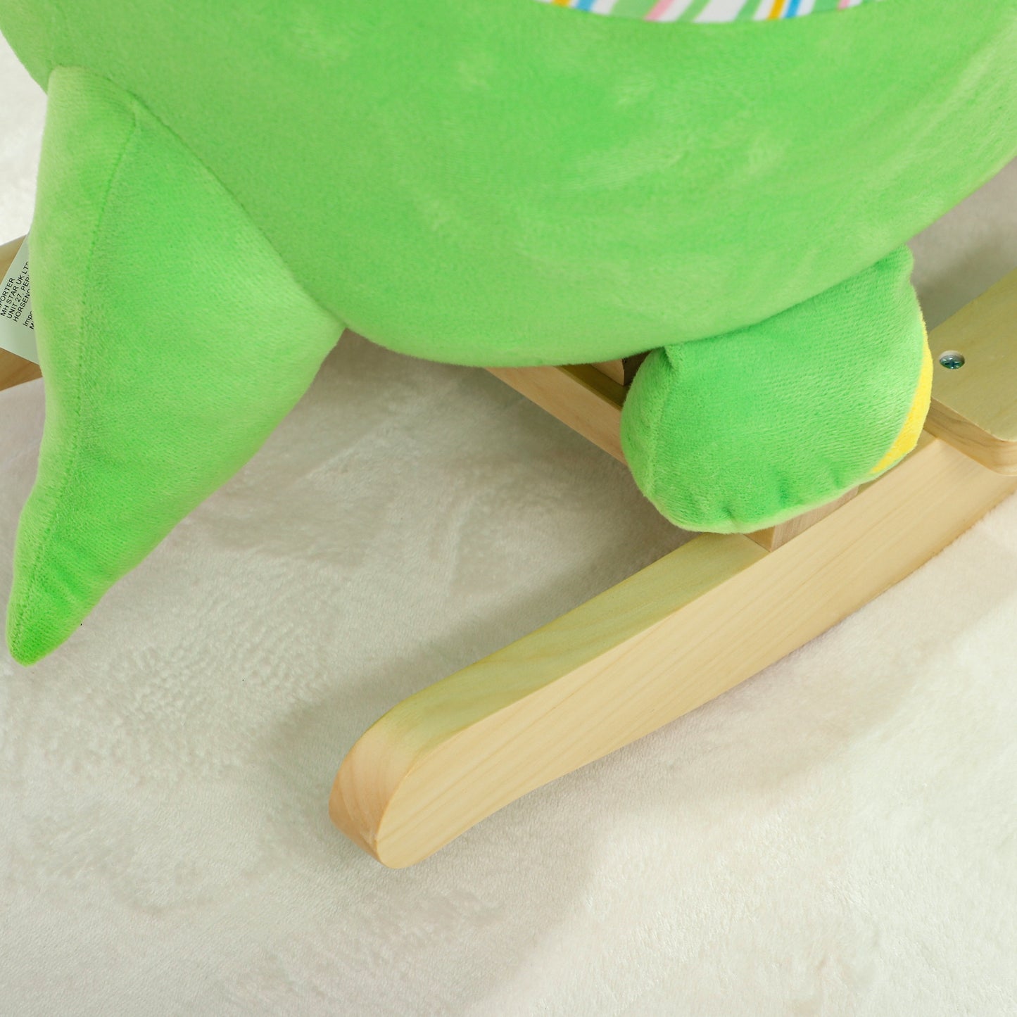 Baby Rocking Dinosaur with Animal Sounds, Safety Belt, Wooden Base