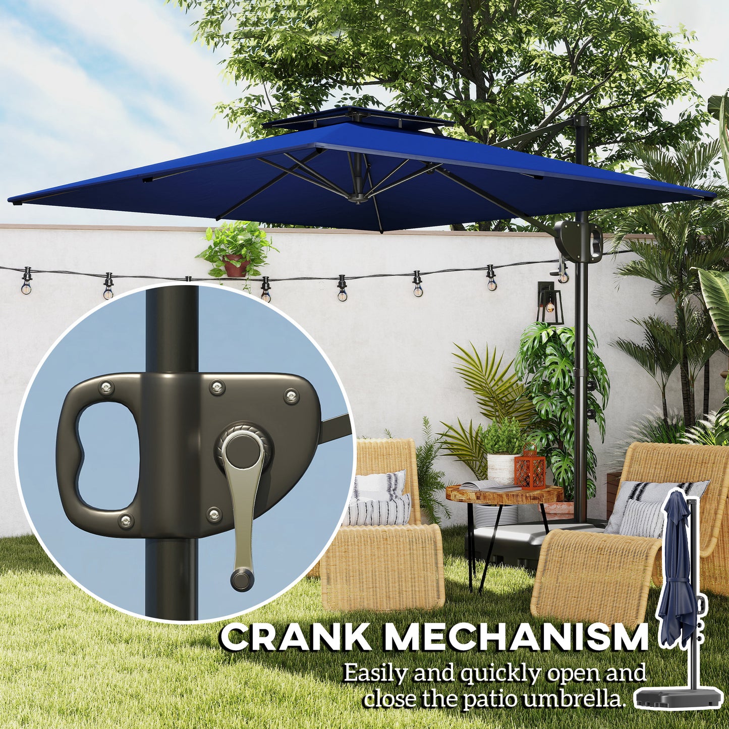 Cantilever Parasol with Weighted Base Double Top Garden Parasol