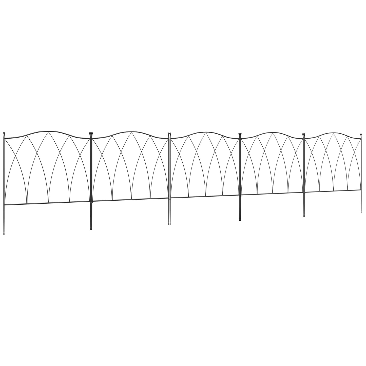 Set of Five 61.5cm Decorative Metal Fence Panels