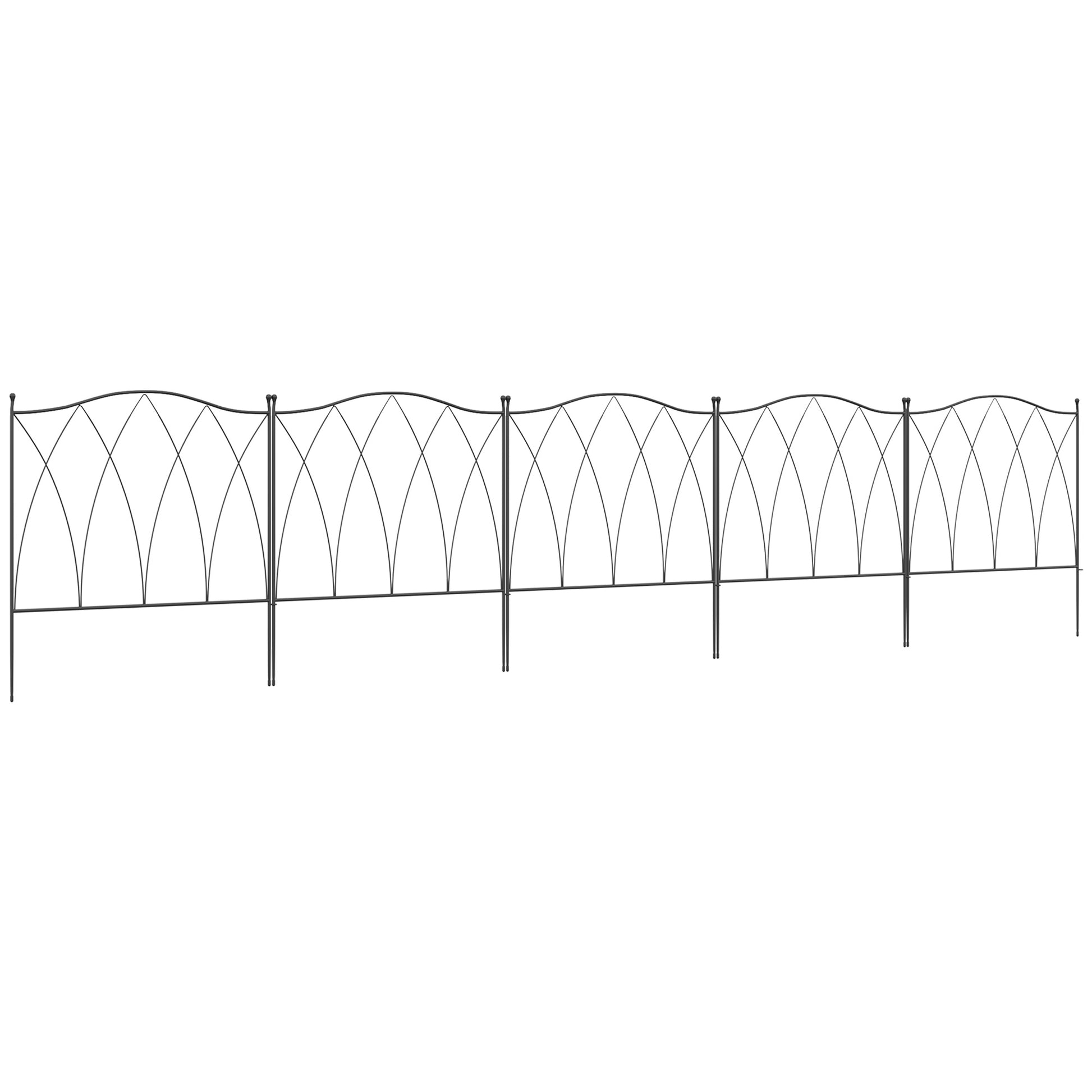 Set of Five 61.5cm Decorative Metal Fence Panels