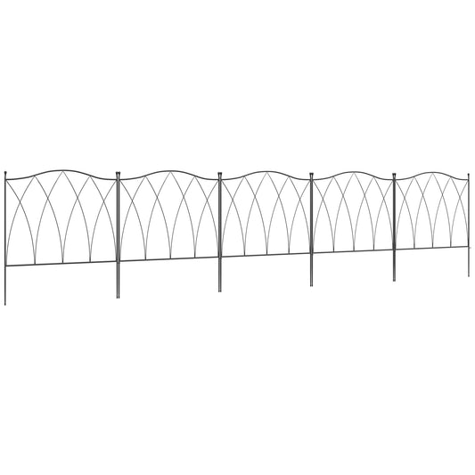 Set of Five 61.5cm Decorative Metal Fence Panels