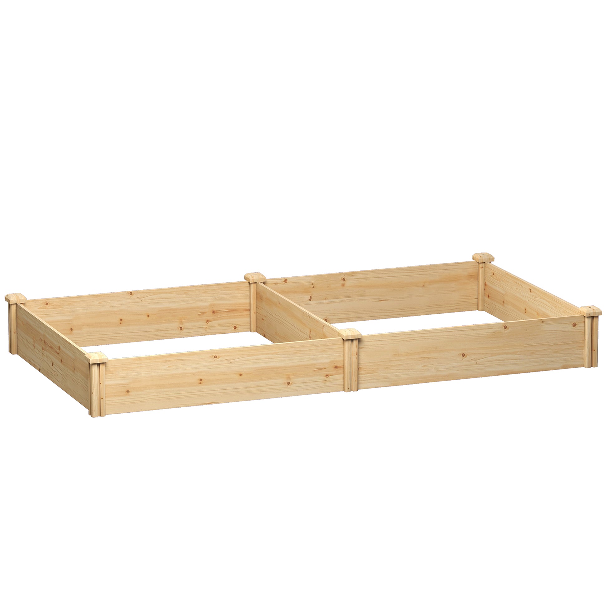 Raised Garden Bed, Wooden Planter Box with Divider and Open Bottom