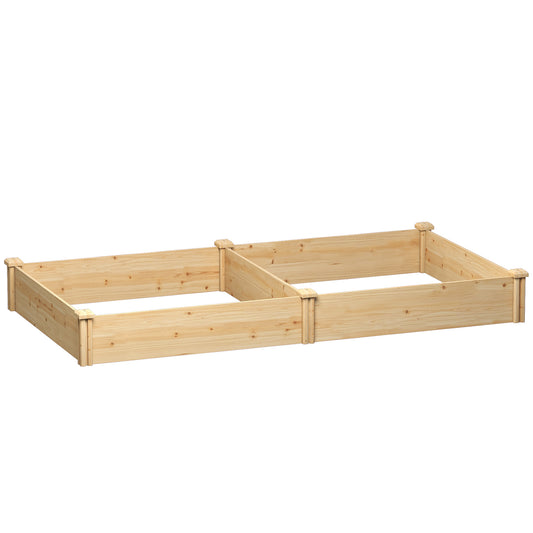 Raised Garden Bed, Wooden Planter Box with Divider and Open Bottom