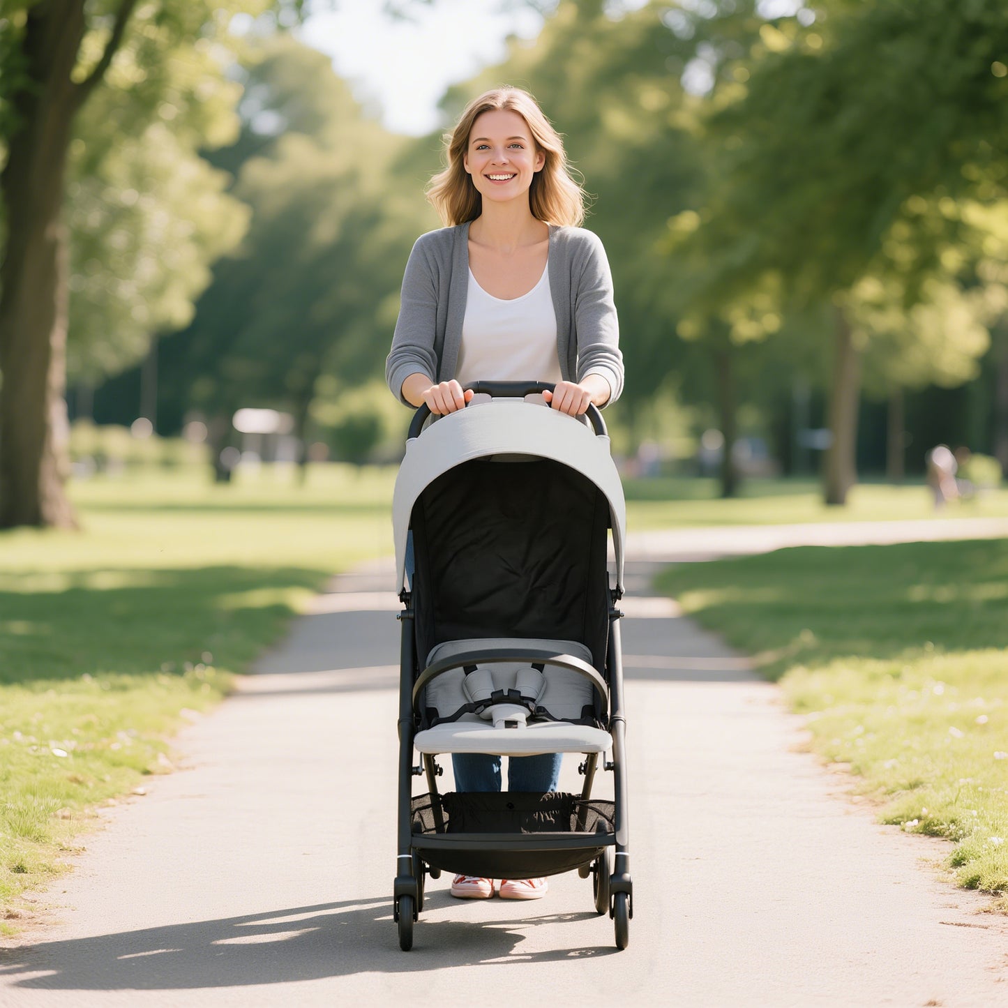 Travel Stroller, Lightweight Pushchair, Compact Buggy with Canopy