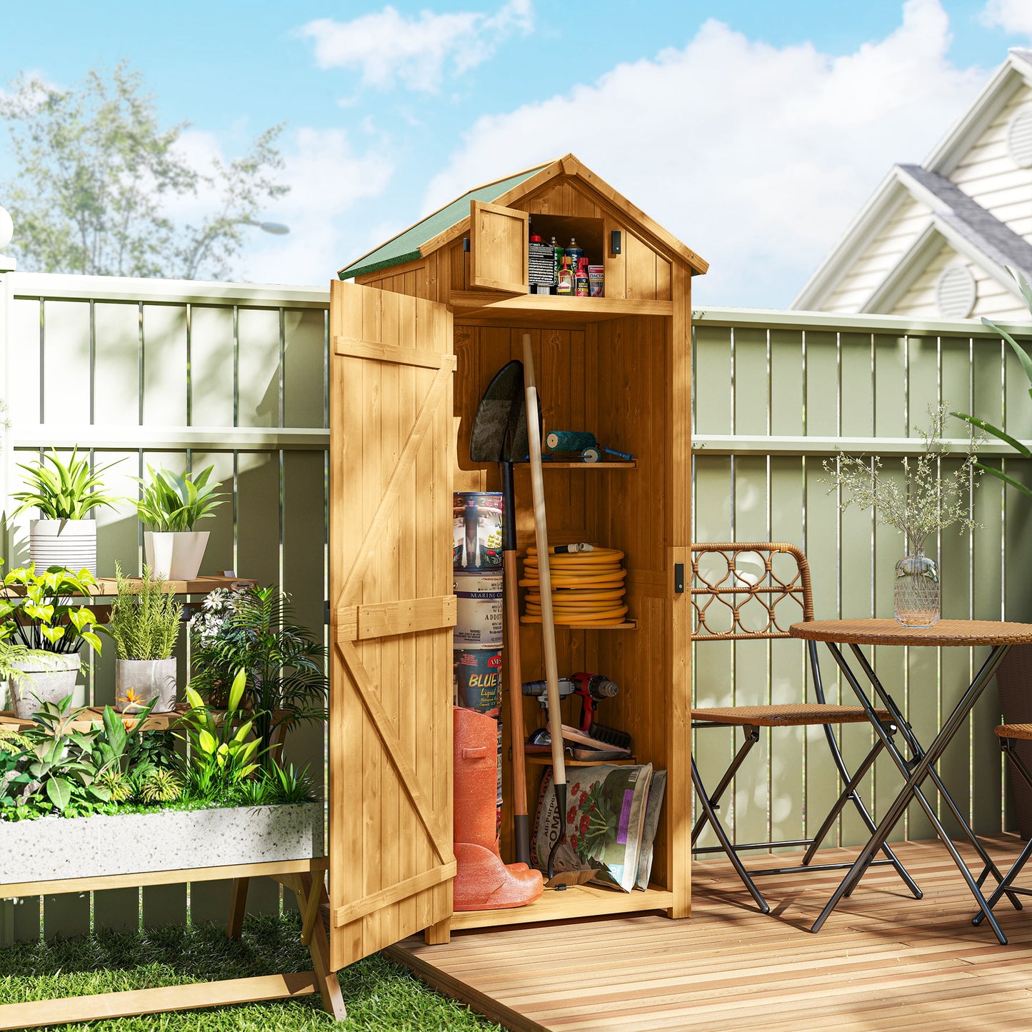 Garden Shed Wood Outdoor Garden Tool Storage Unit