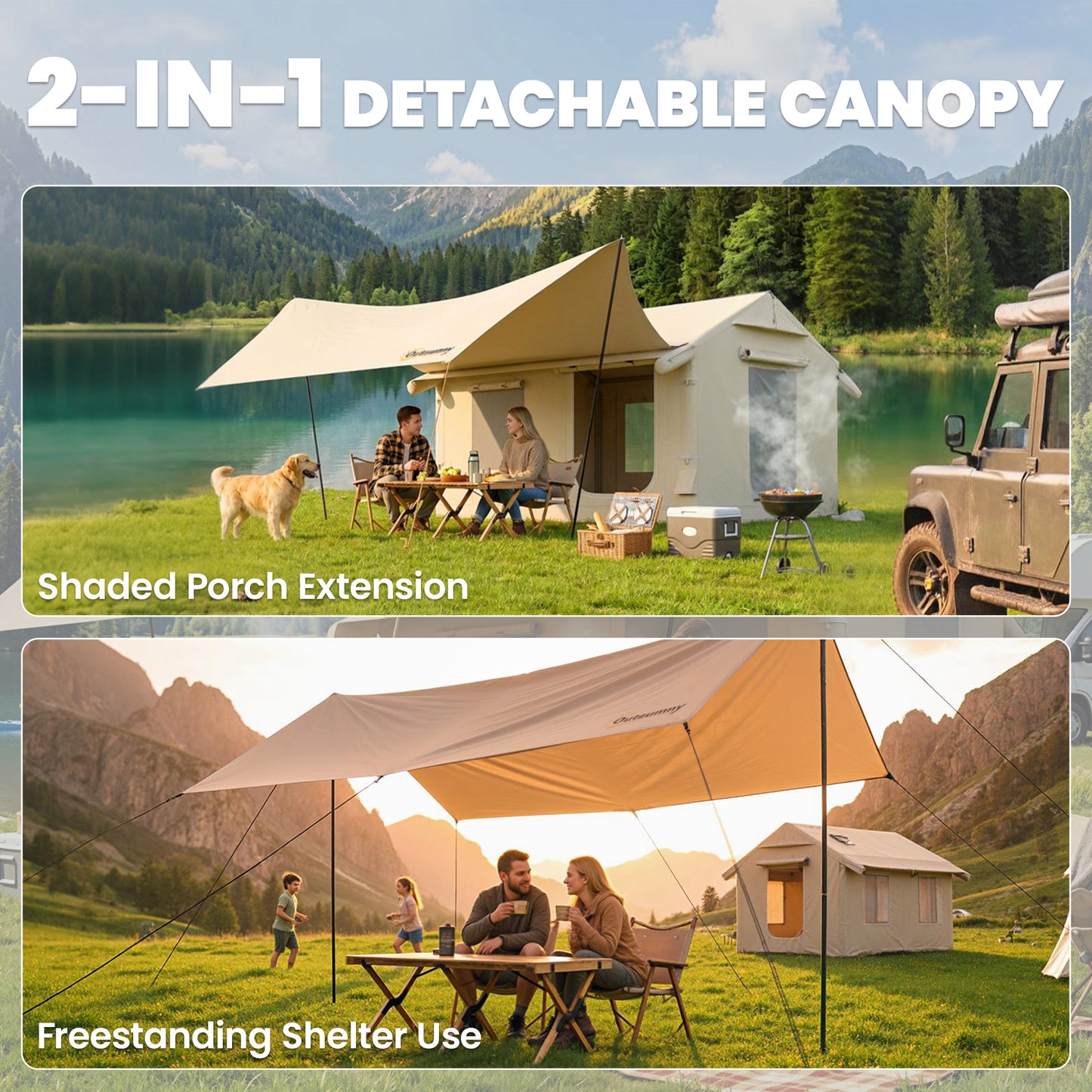 Inflatable Tents Waterproof Glamping Tent with Stove Jack