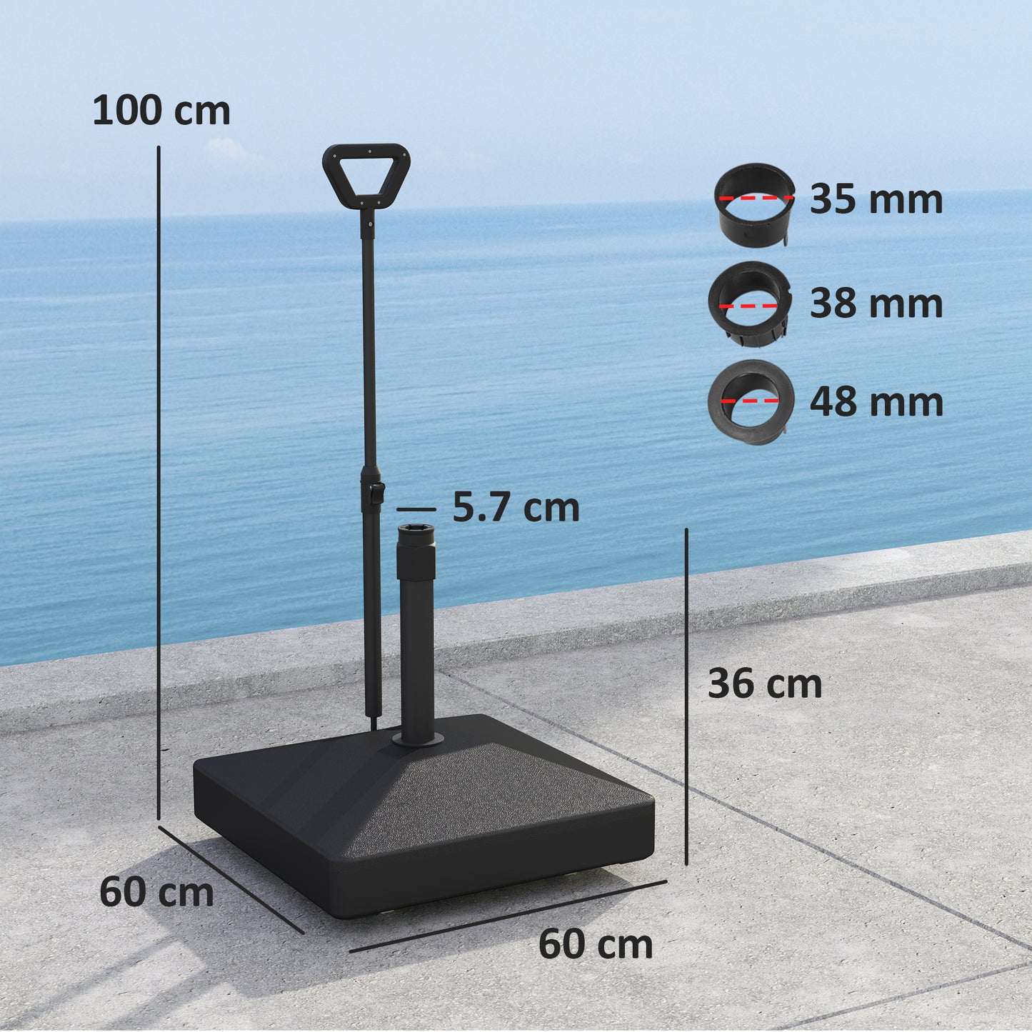 Garden Parasol Base with Adjustable Wheels and Handle