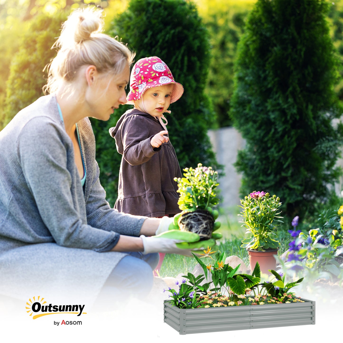 180 x 90cm Galvanised Steel Open Planter