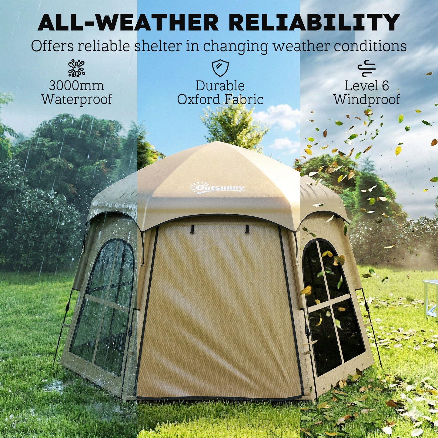 Pop Up Tent 3000mm Waterproof Instant Camping Tent 3-4 Person