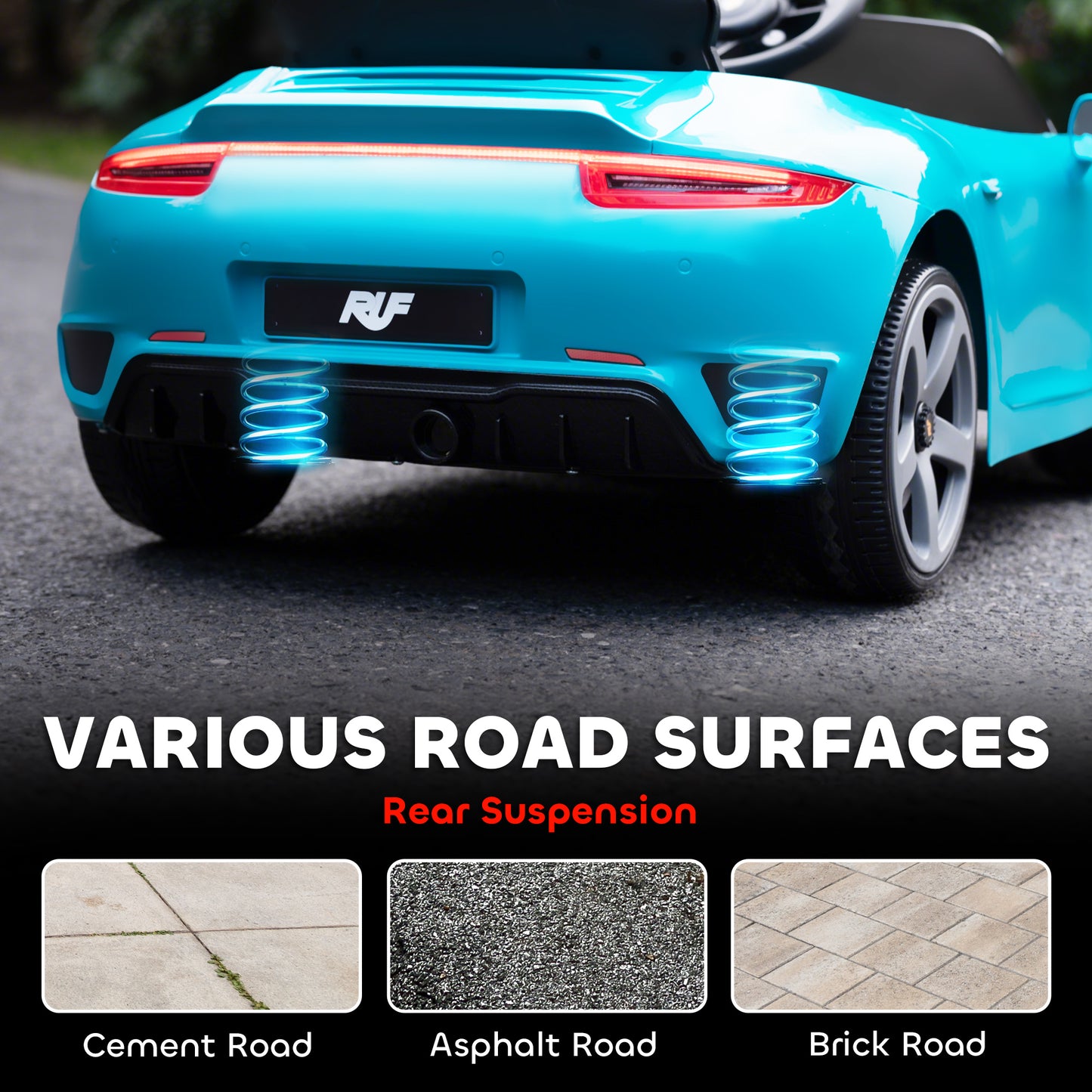 Kids Electric Car, 12V Licensed RUF GT Ride on Car with Suspension