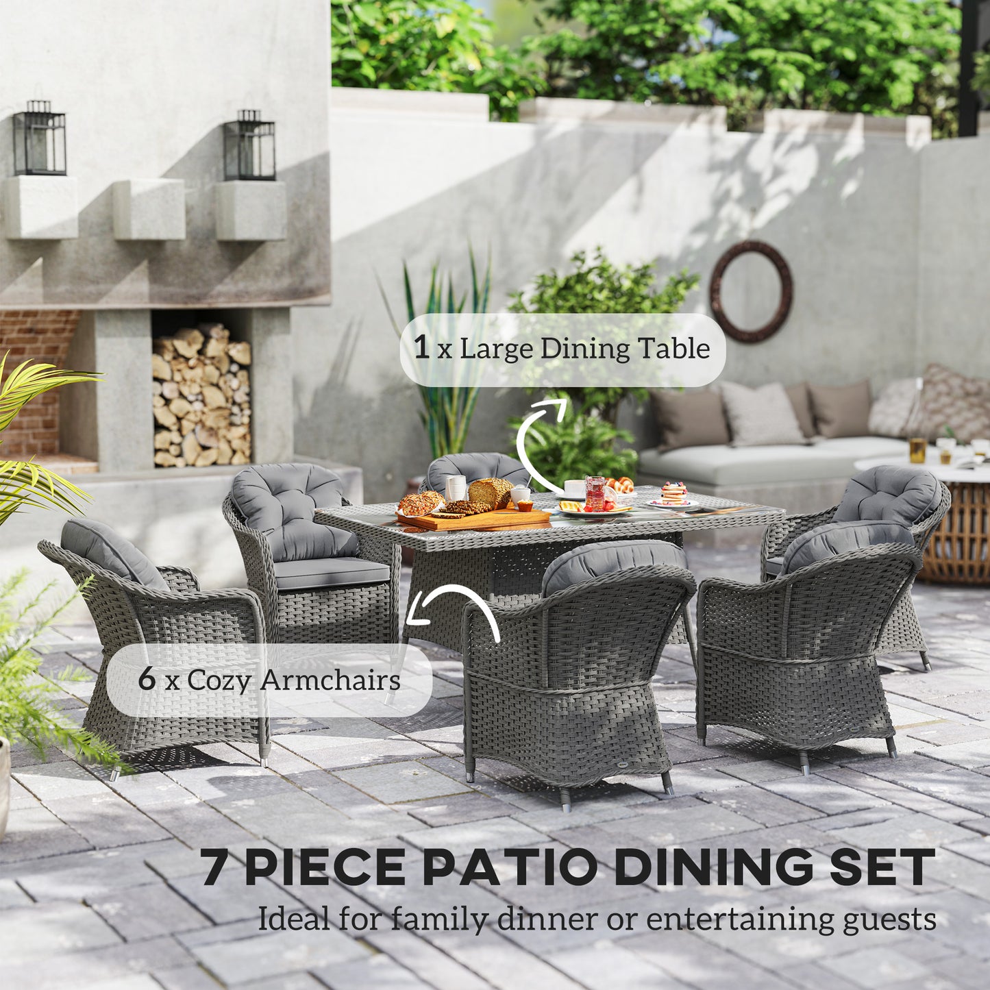 Seven-Piece Rattan Dining Set (2)