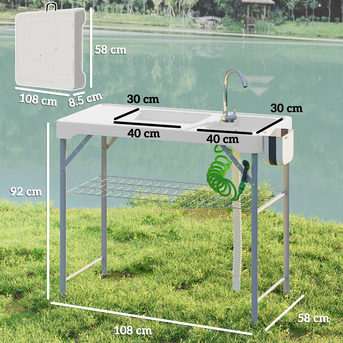 Folding Fish Cleaning Table with Sinks