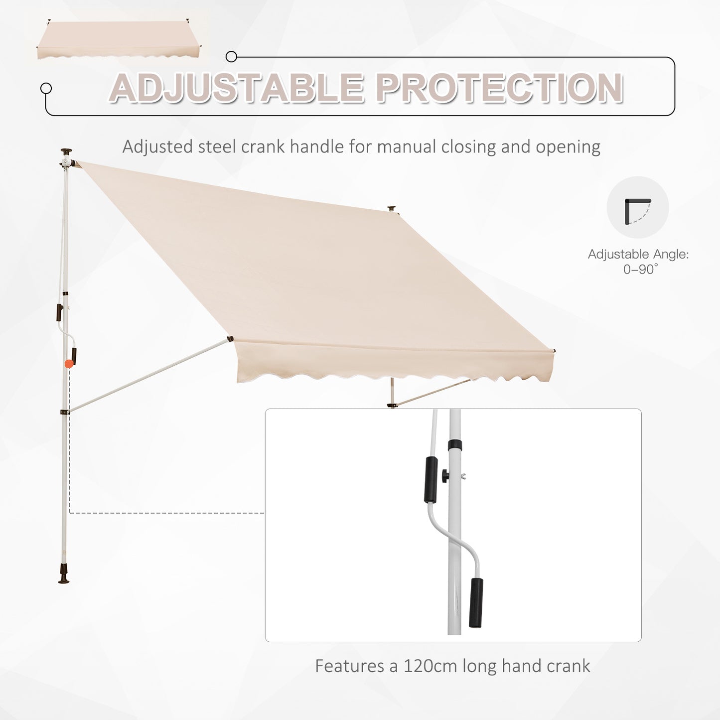 3x1.5m  Adjustable Outdoor Aluminium Frame Awning