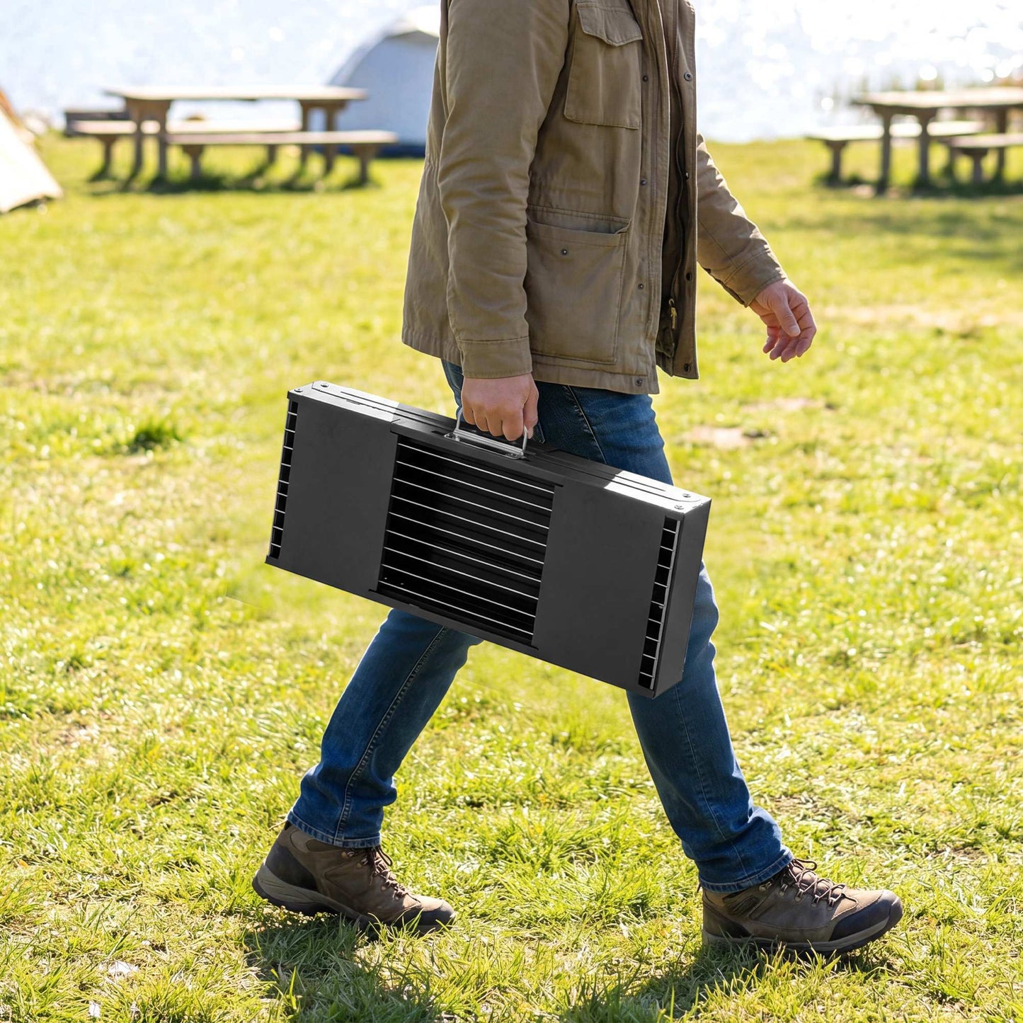 Portable BBQ Grill, Foldable Charcoal Grill for Camping and Picnics