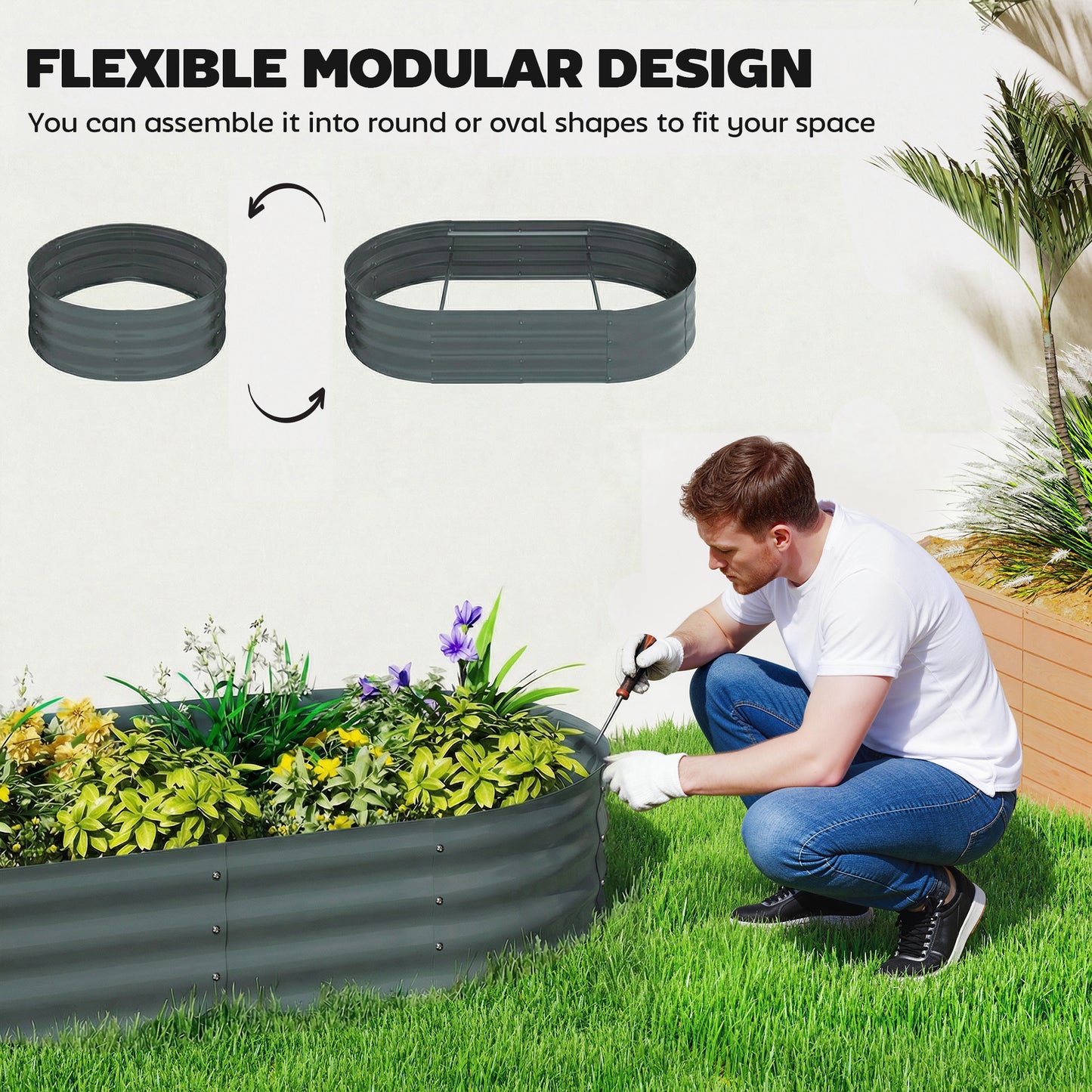 Galvanised Raised Garden Bed with Arched Trellis (1)