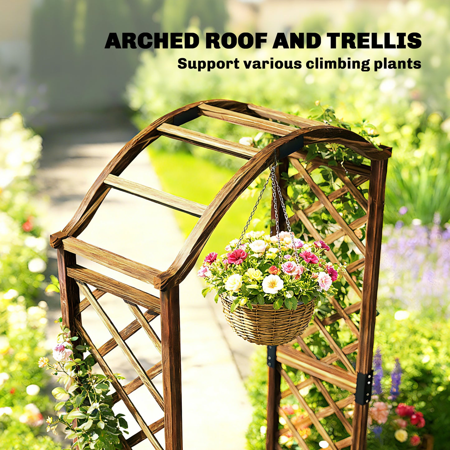 Wooden Garden Arch with 2 Planter Boxes