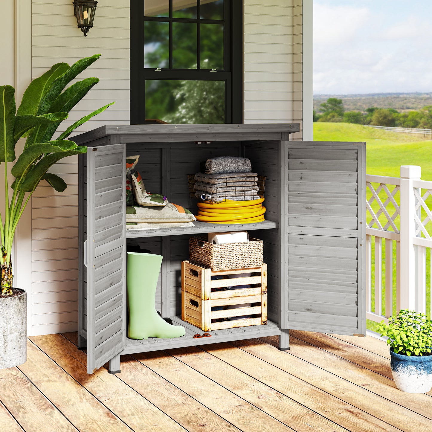 Garden Shed Wooden Garden Storage Shed 2 Door Unit Solid Fir Wood