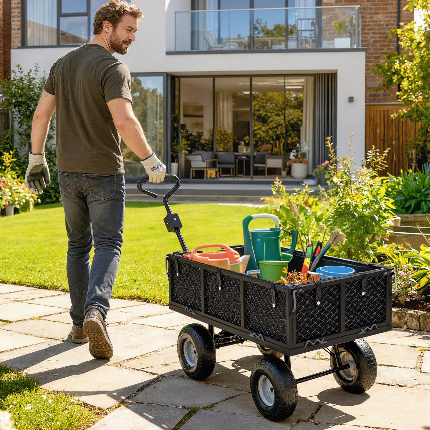 114L Steel Frame Garden Cart Trolley
