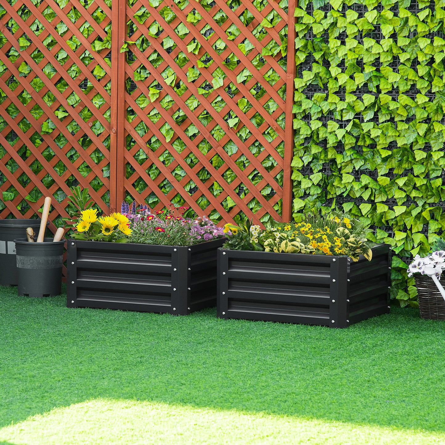 Set of Two 60 x 60cm Steel Planter Boxes