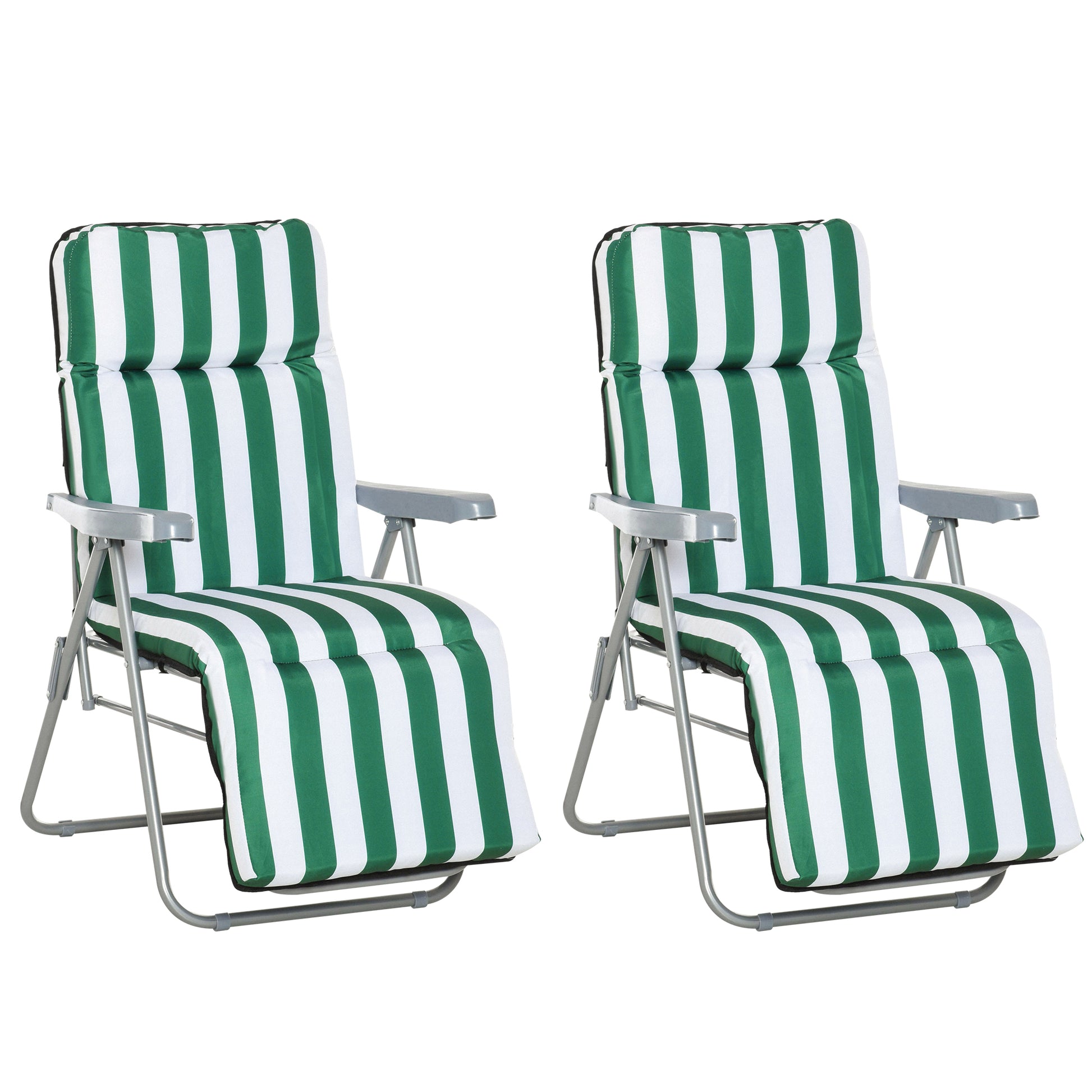 2 Pieces Outdoor Sun Lounger Set with Cushions
