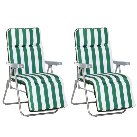2 Pieces Outdoor Sun Lounger Set with Cushions