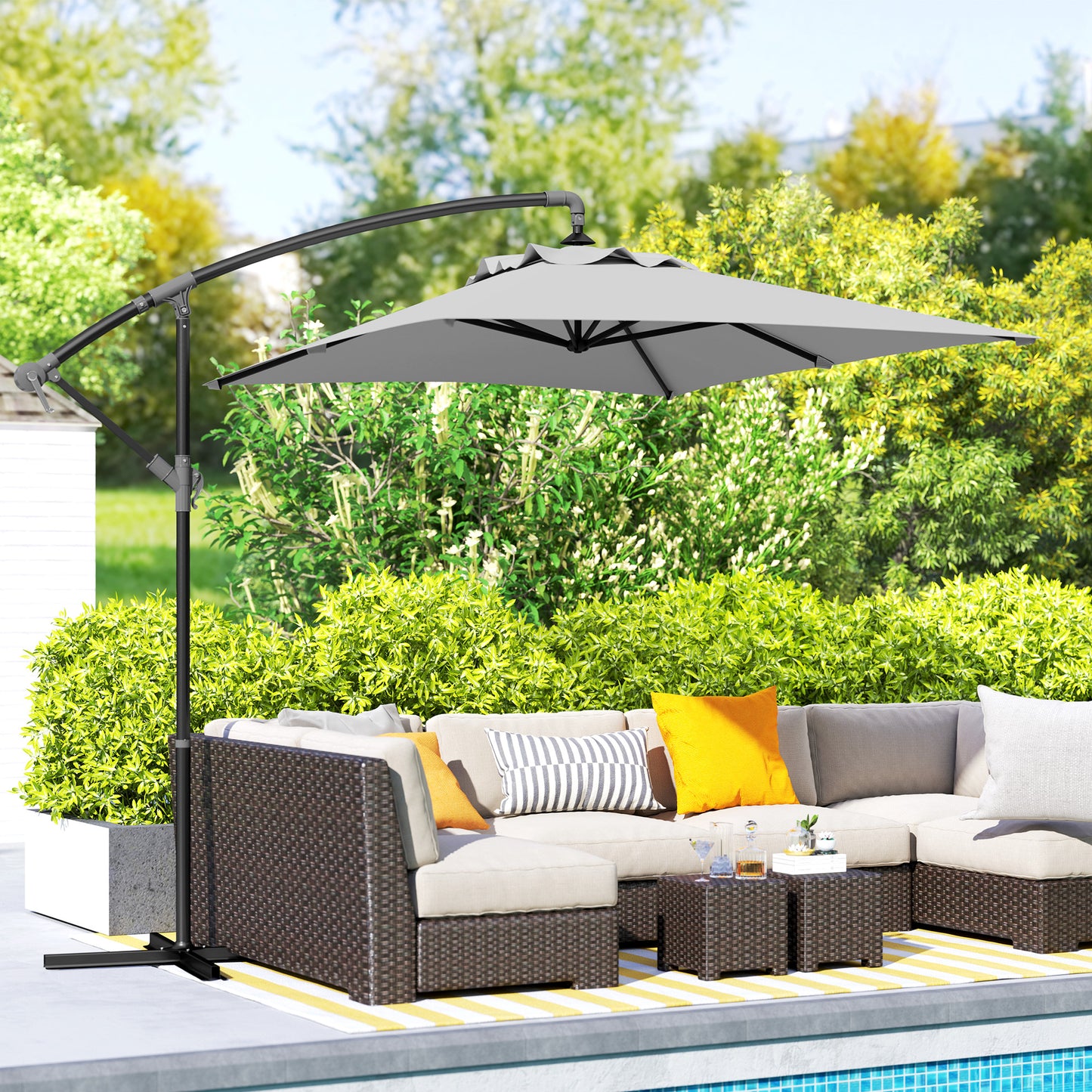 3(m) Cantilever Overhanging Parasol, with Cross Base