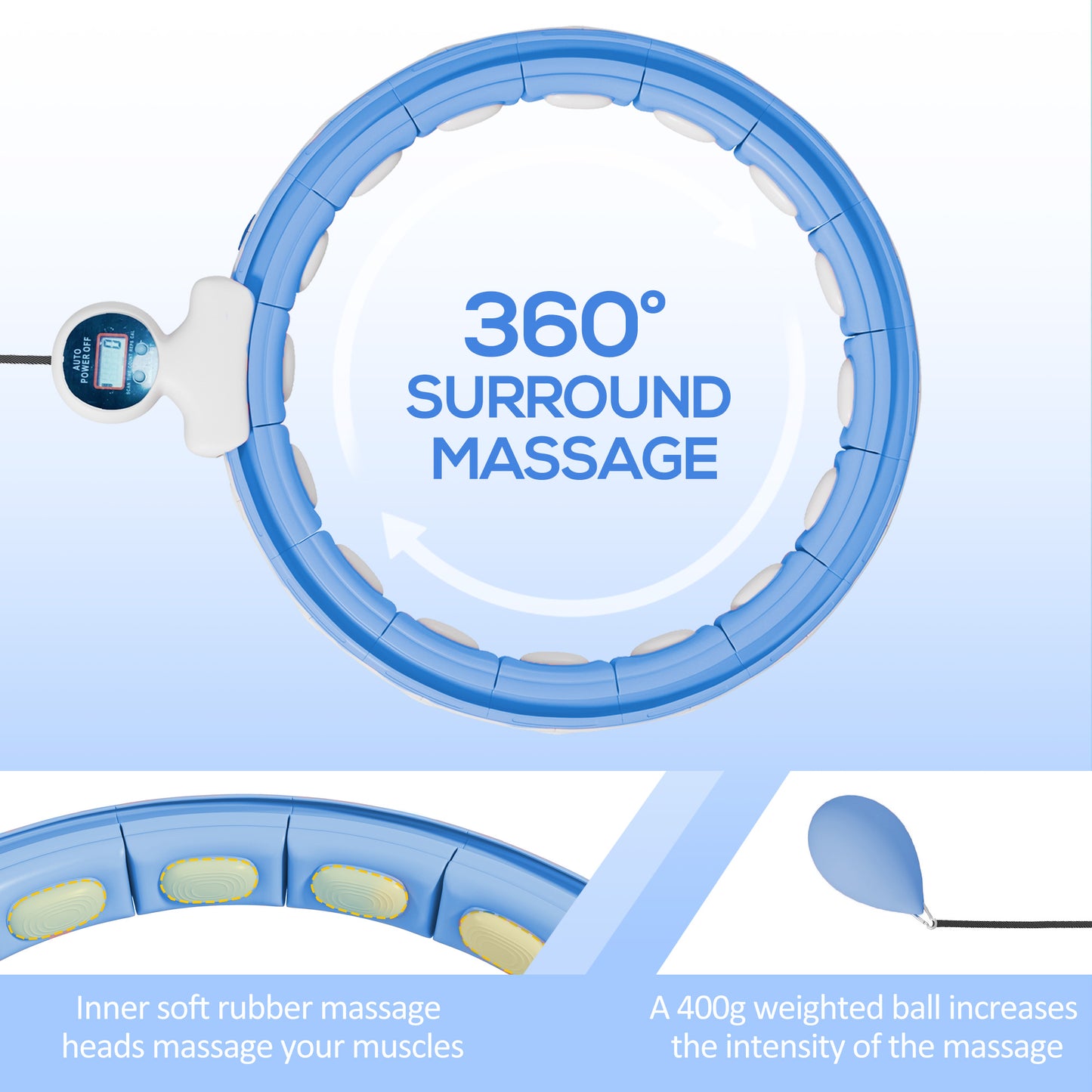 Smart Weighted Hula Hoop, Massage Hula Ring w/ 16 Detachable Knots