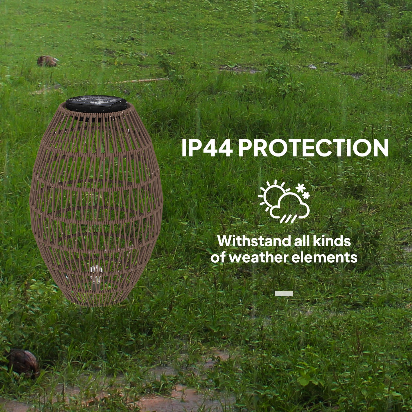 Rattan Solar Lamp, Garden Solar Lantern with Auto On/Off Light