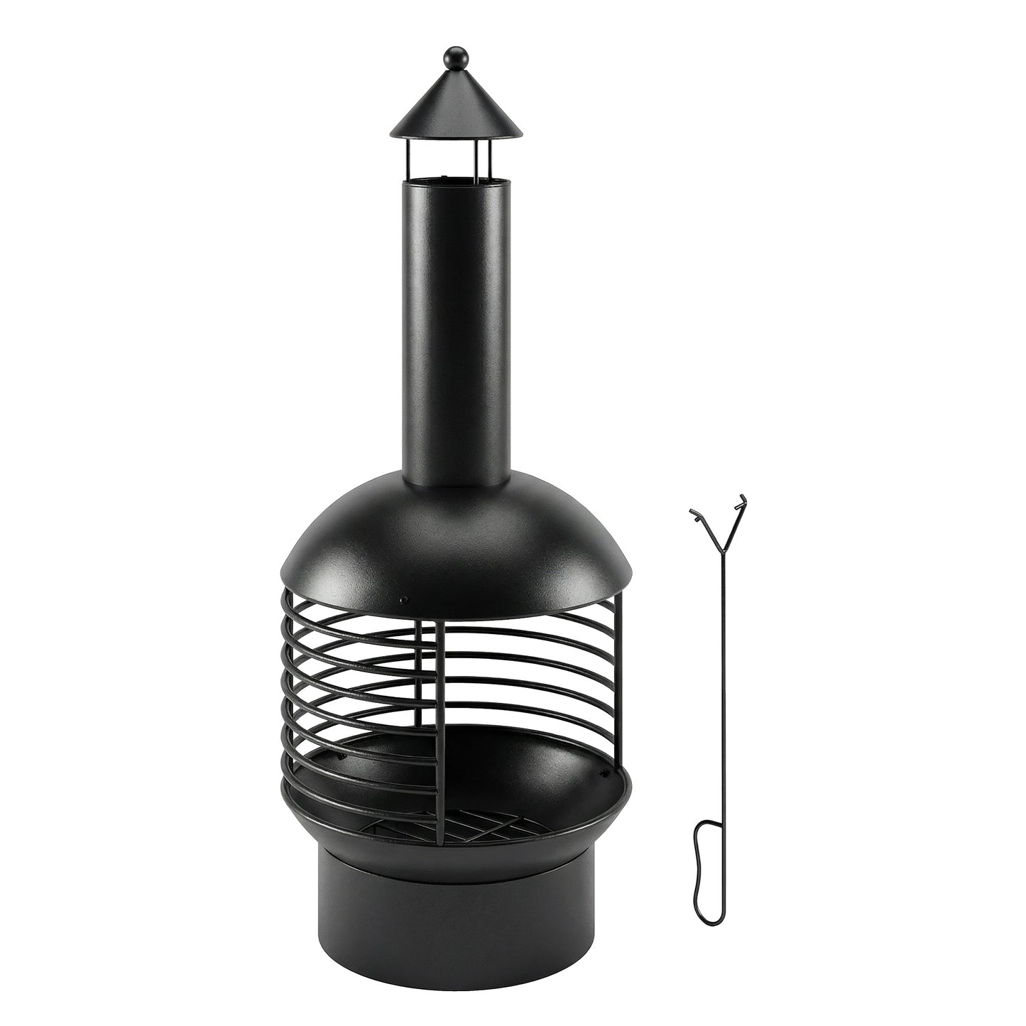 Chimney Fire Pit, Portable Wood Burning Firepit with Poker