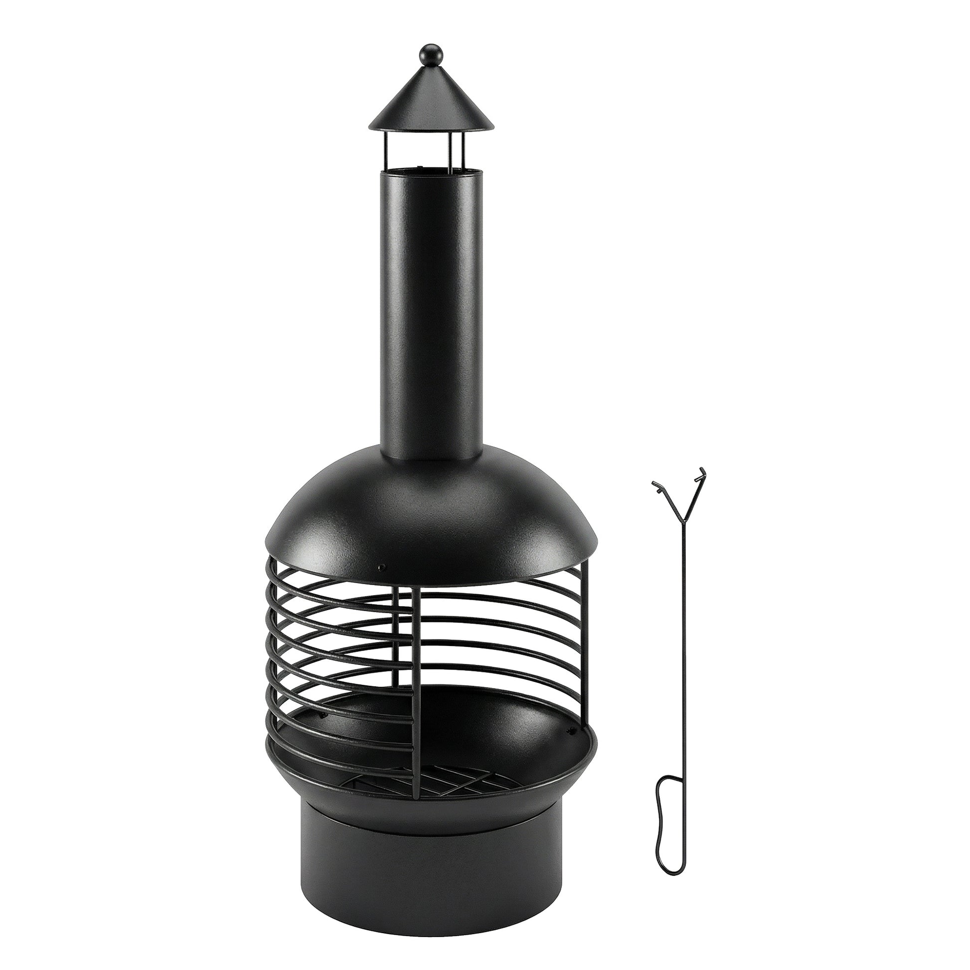 Chimney Fire Pit, Portable Wood Burning Firepit with Poker