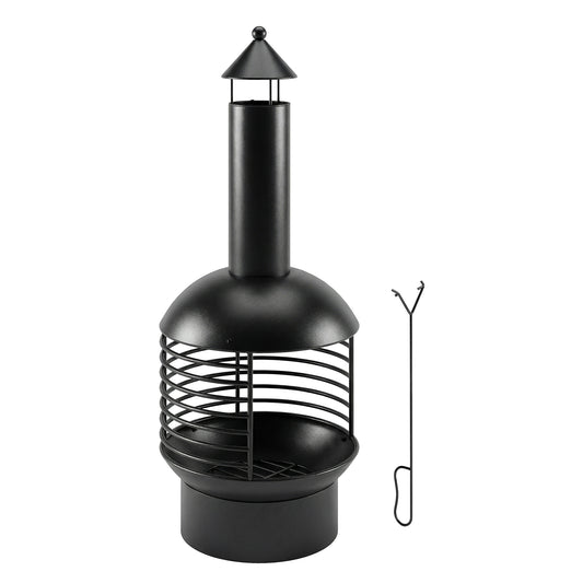 Chimney Fire Pit, Portable Wood Burning Firepit with Poker