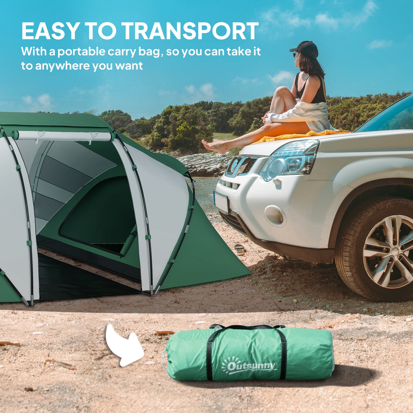 4-6 Man UV Protection Camping Tent - Green and