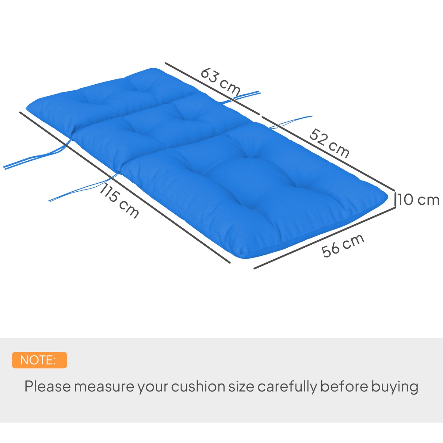 115 x 56cm Rocking Chair Padded Seat Cushion