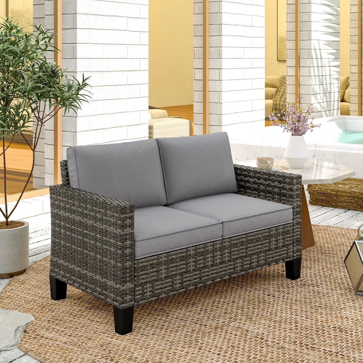 Two-Seater Rattan Outdoor Sofa