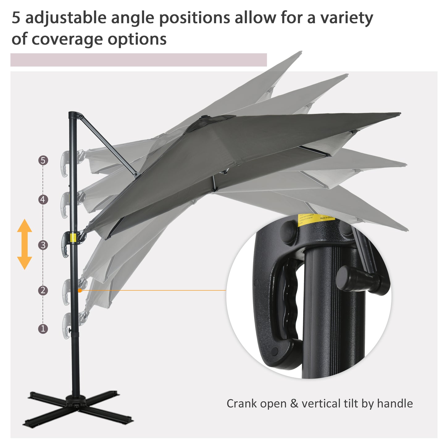 2.5 x 2.5m Patio Offset Parasol Umbrella Cantilever Hanging