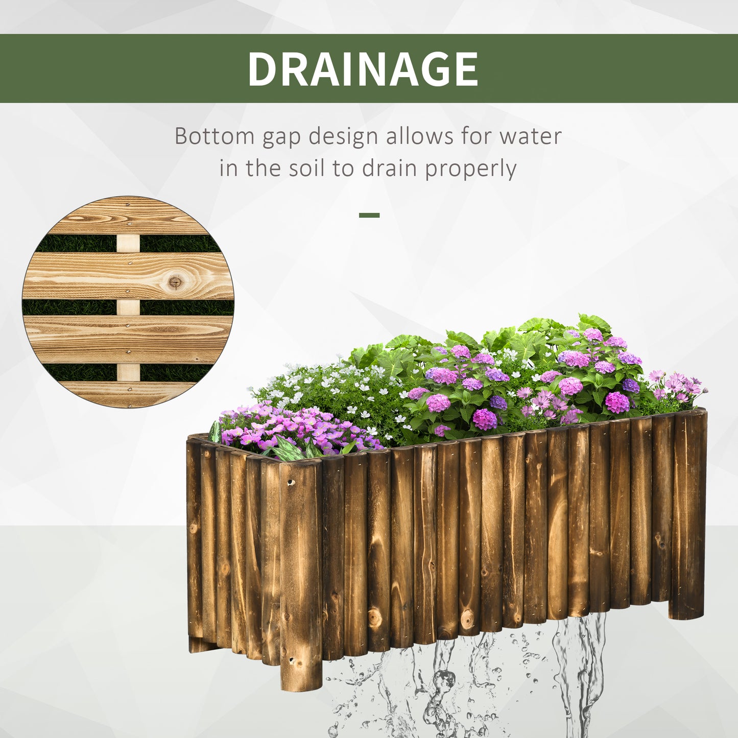 Wooden Raised Garden Bed, 100 x 38.5 x 40cm Elevated Planter Box