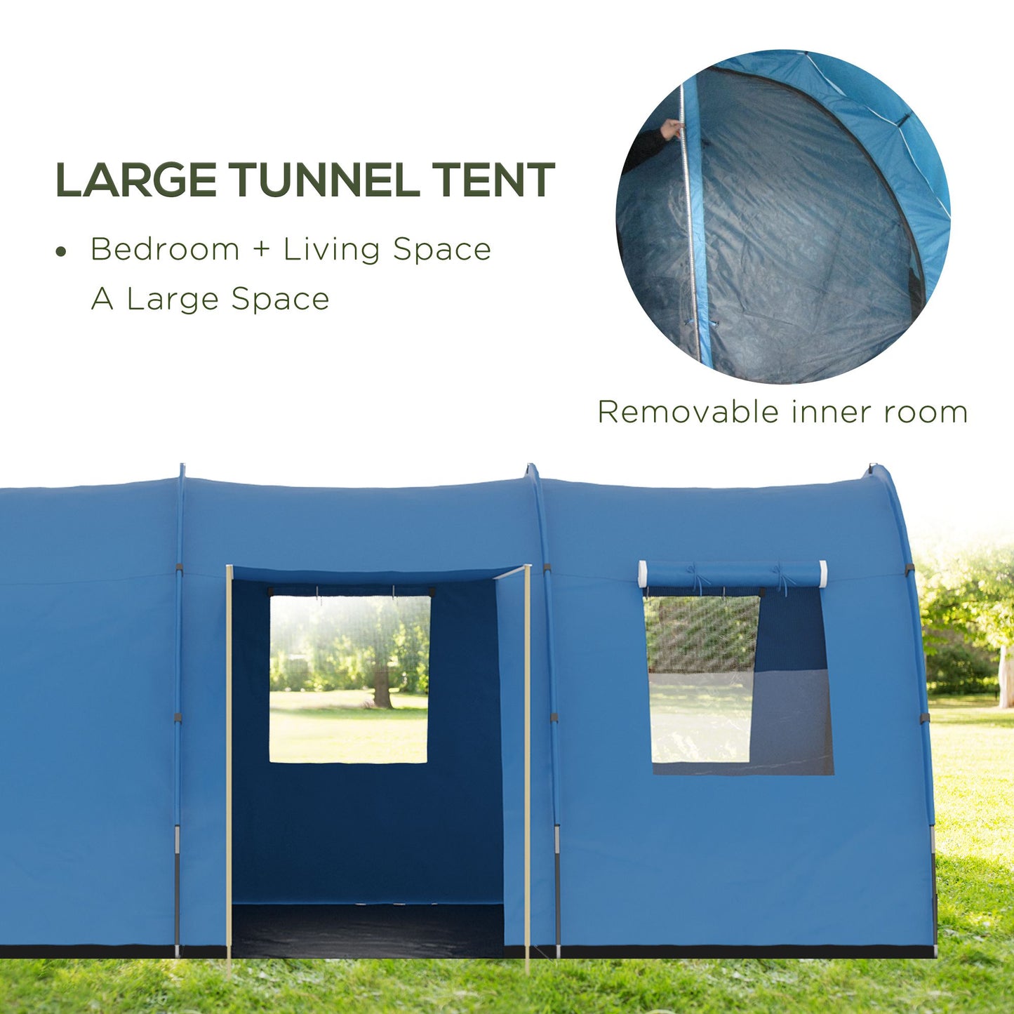 5-6 Man Camping Tent with 2 Room, Floor and Carry Bag
